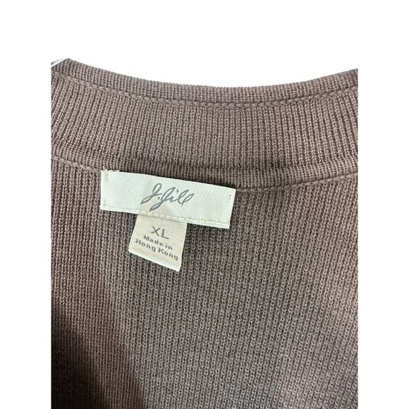 J. Jill Brown Basic Long Sleeve Casual V-Neck Mock Neck Knit Sweater Size XL - Picture 2 of 12
